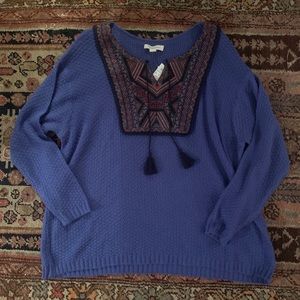 ☀️Vintage America blue boho sweater
